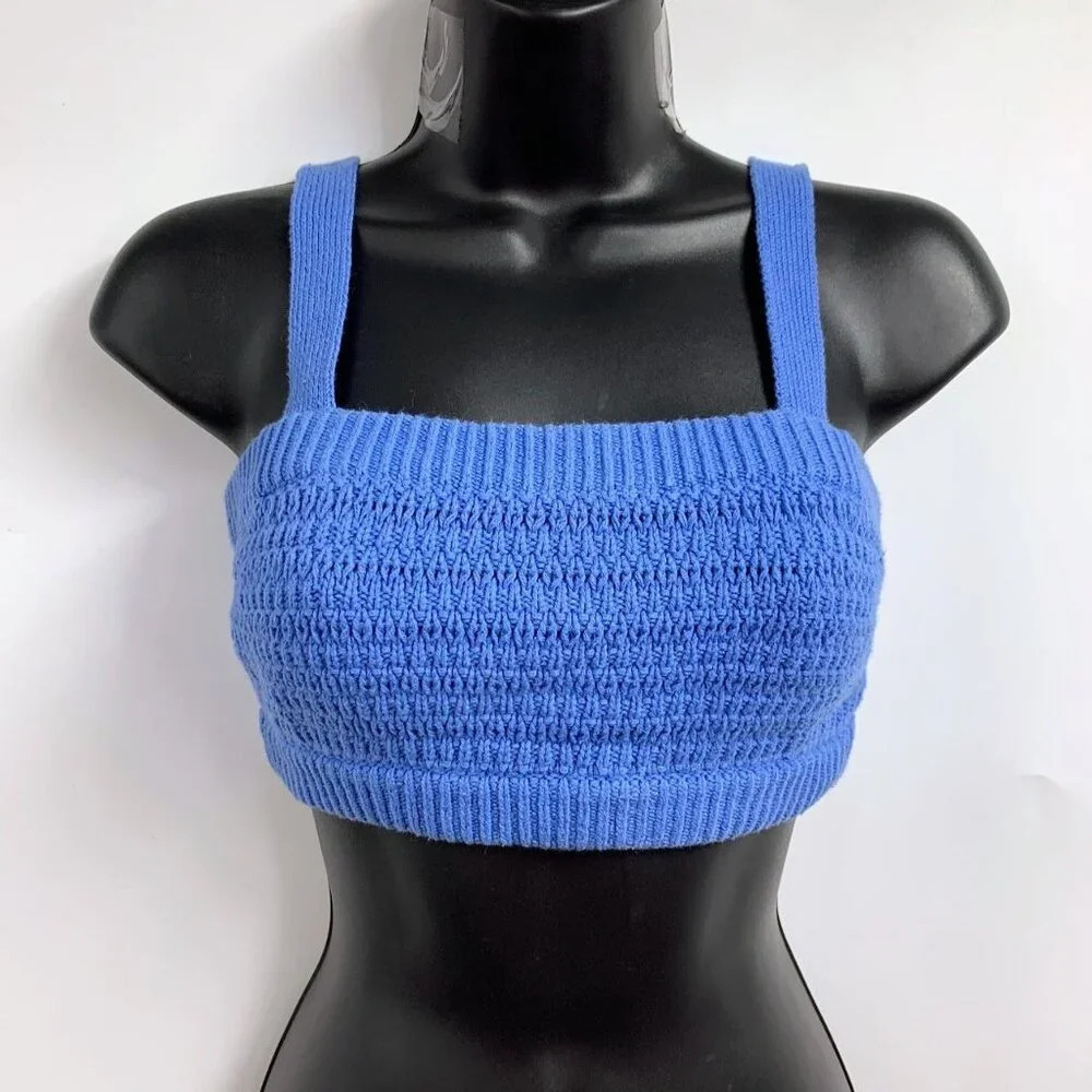 Lovers and Friends Women's Portugal Knit Cotton Crop Top in Persian Blue Size XS